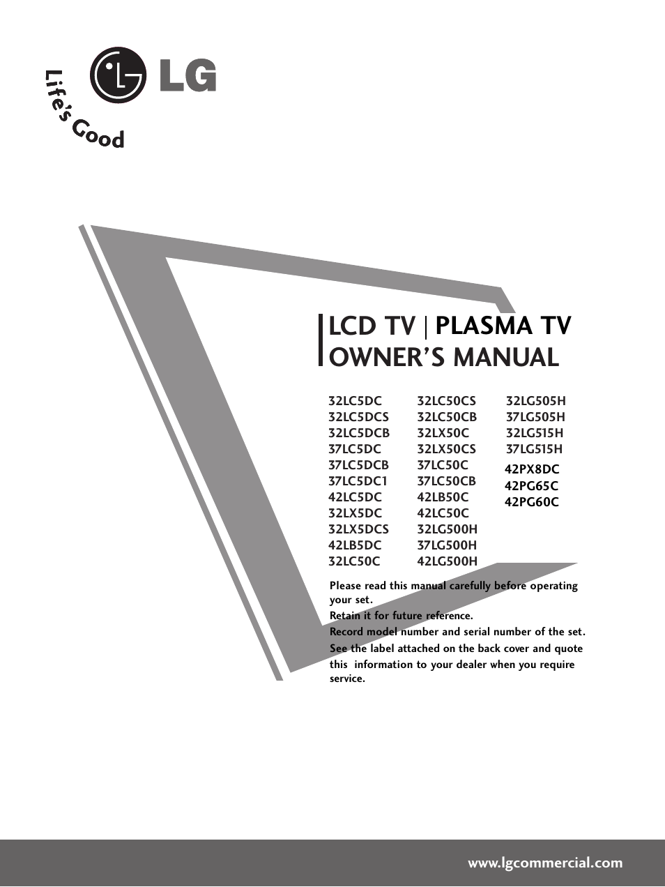 LG 37LG500H User Manual | 91 pages
