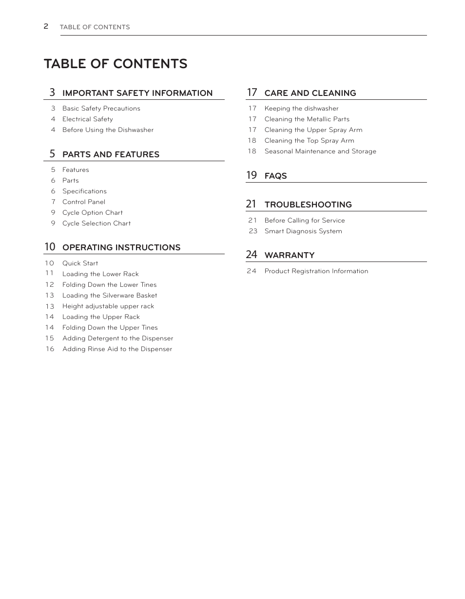 LG LDS5540WW User Manual | Page 2 / 80