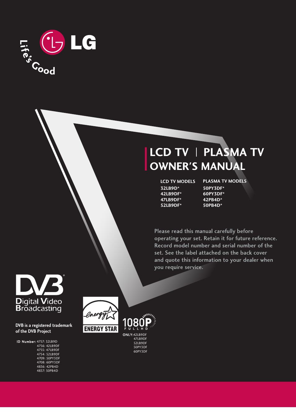 LG 42PB4D User Manual | 132 pages