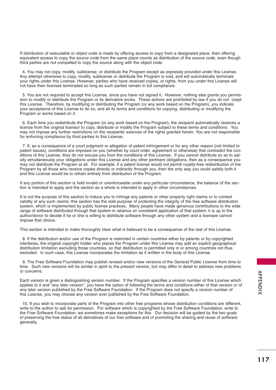 Appendix | LG 42PB4D User Manual | Page 119 / 132
