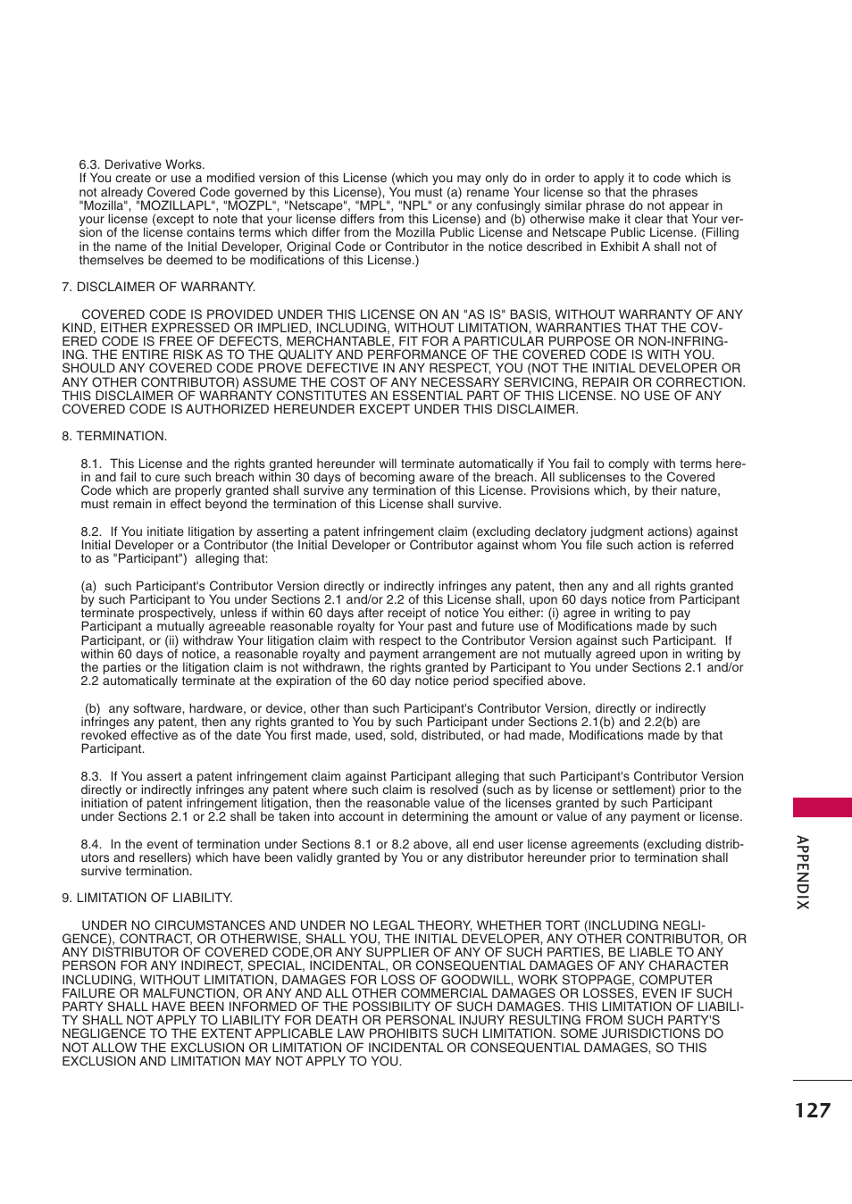 Appendix | LG 42PB4D User Manual | Page 129 / 132