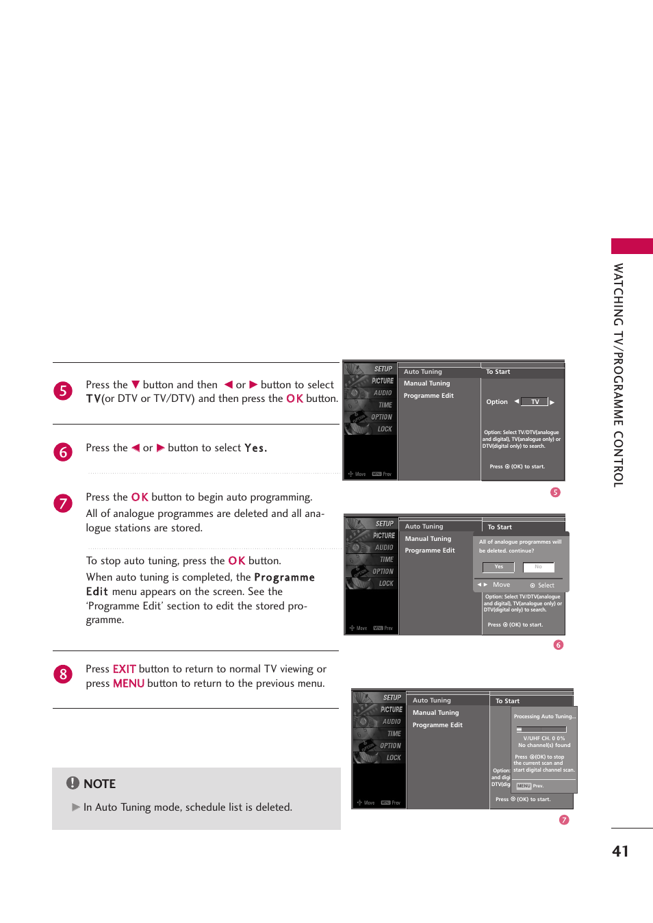 Wa tching tv/pr ogr amme contr ol | LG 42PB4D User Manual | Page 43 / 132