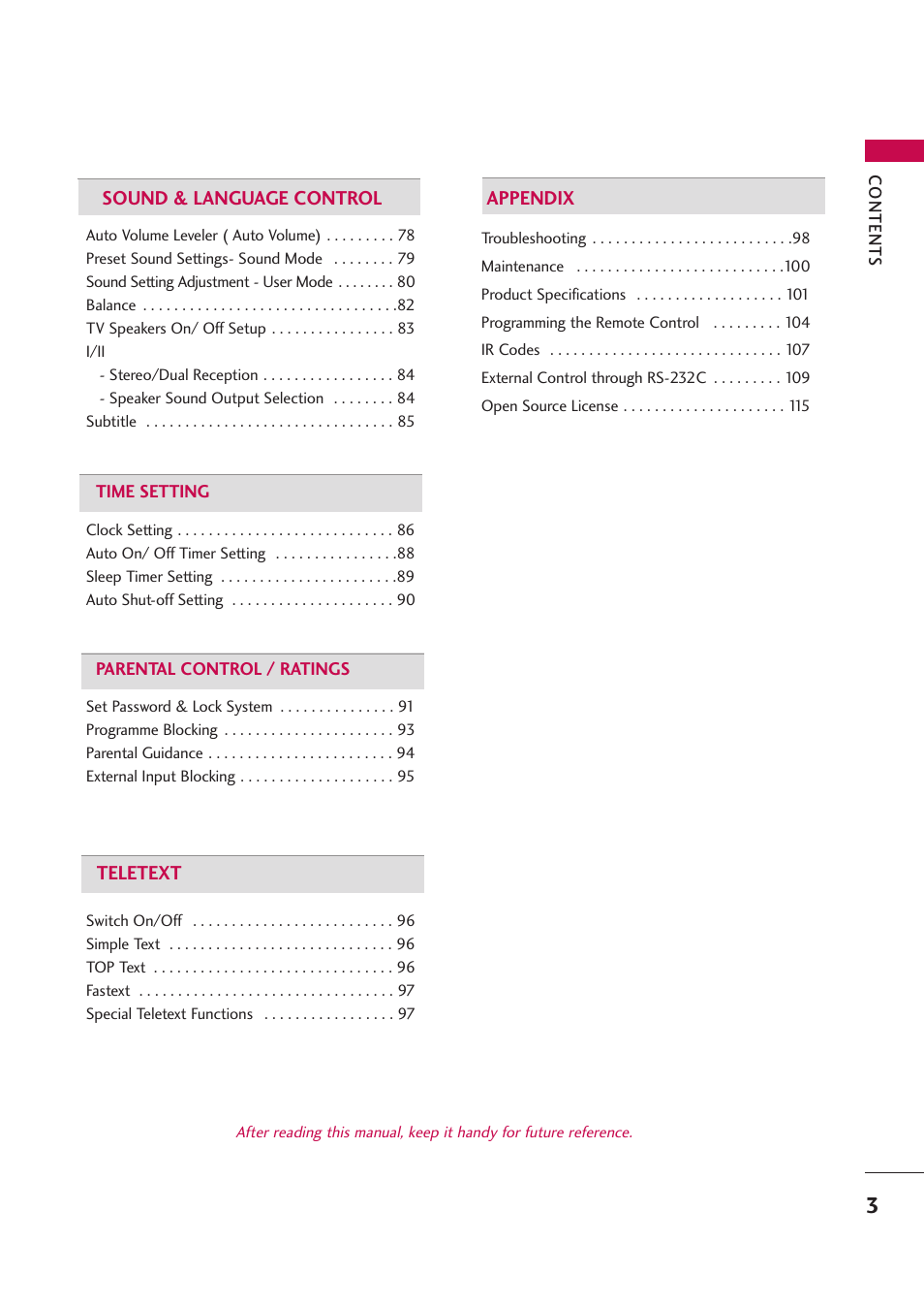 LG 42PB4D User Manual | Page 5 / 132