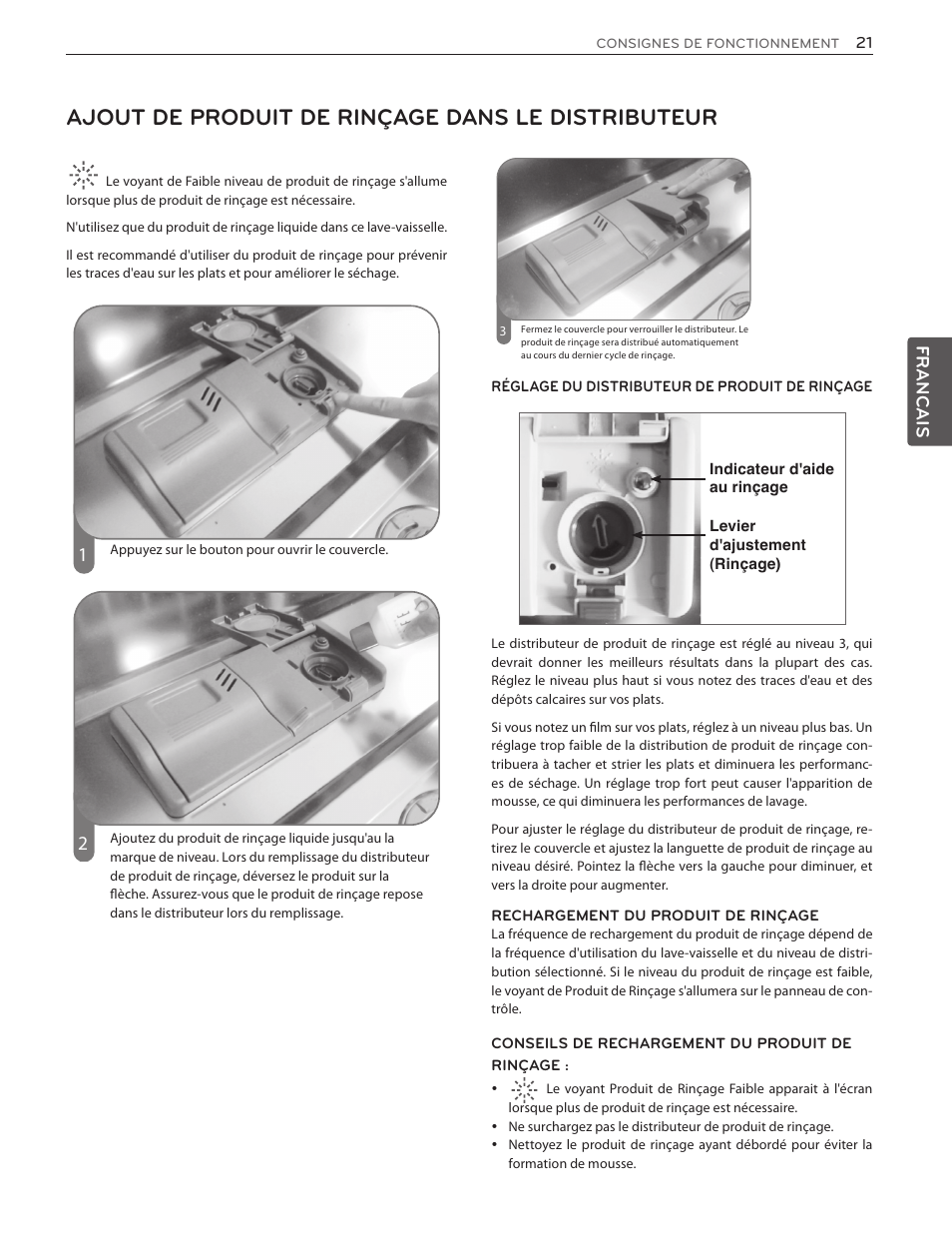 Ajout de produit de rinçage dans le distributeur | LG LSDF9962ST User Manual | Page 85 / 100