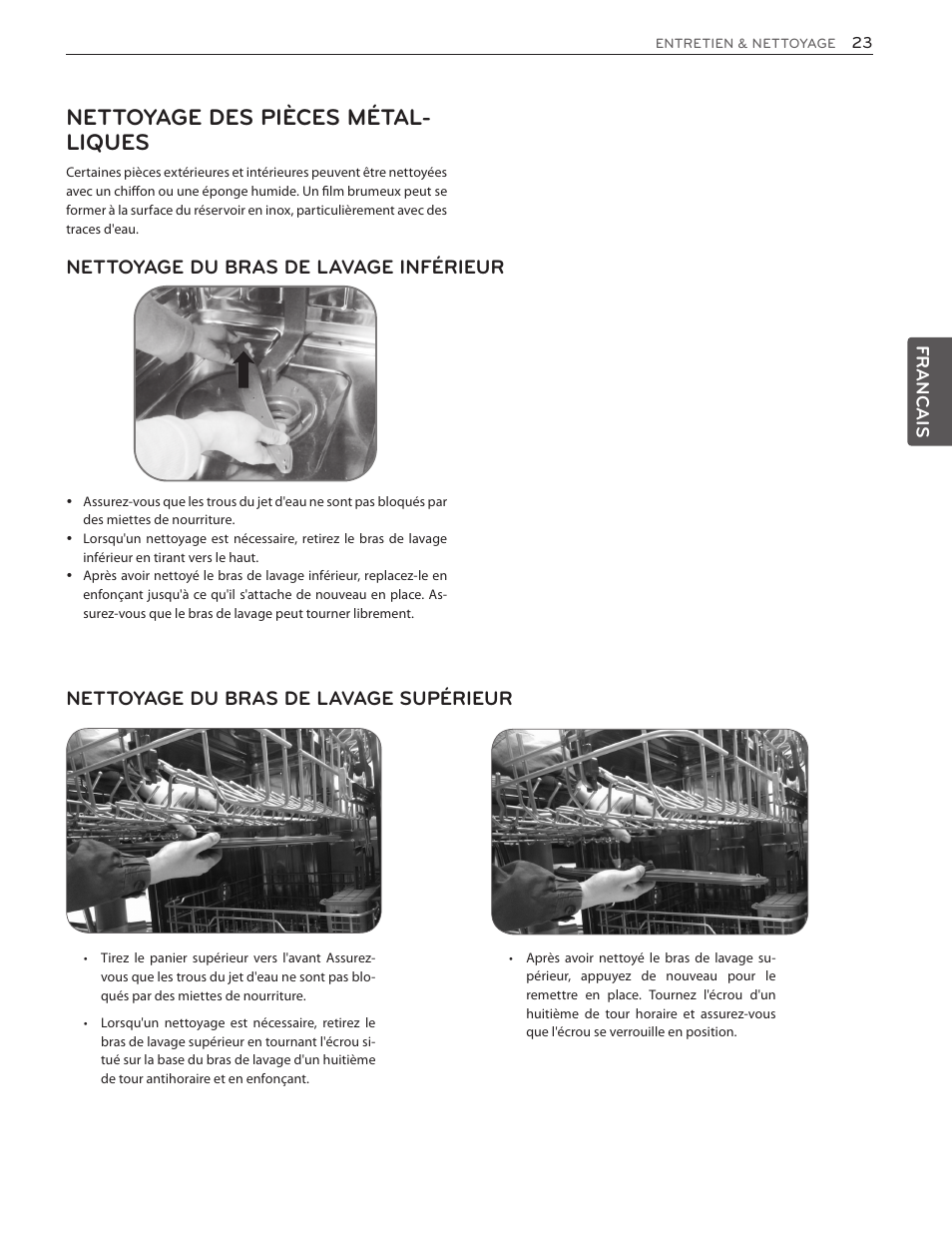 Nettoyage des pièces métal- liques | LG LSDF9962ST User Manual | Page 87 / 100