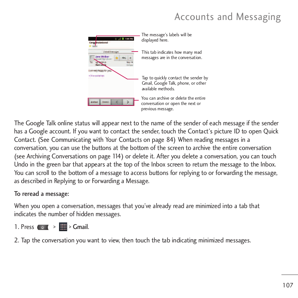 Accounts and messaging | LG LGVM701 User Manual | Page 109 / 221