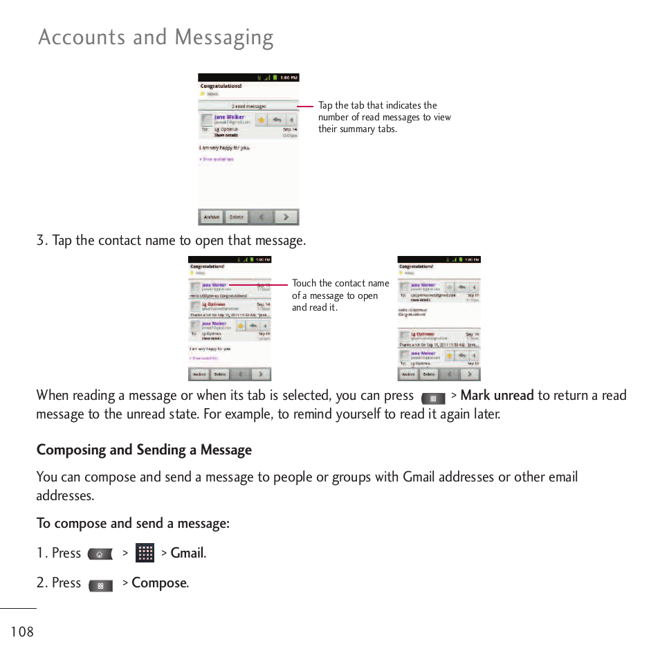 Accounts and messaging | LG LGVM701 User Manual | Page 110 / 221