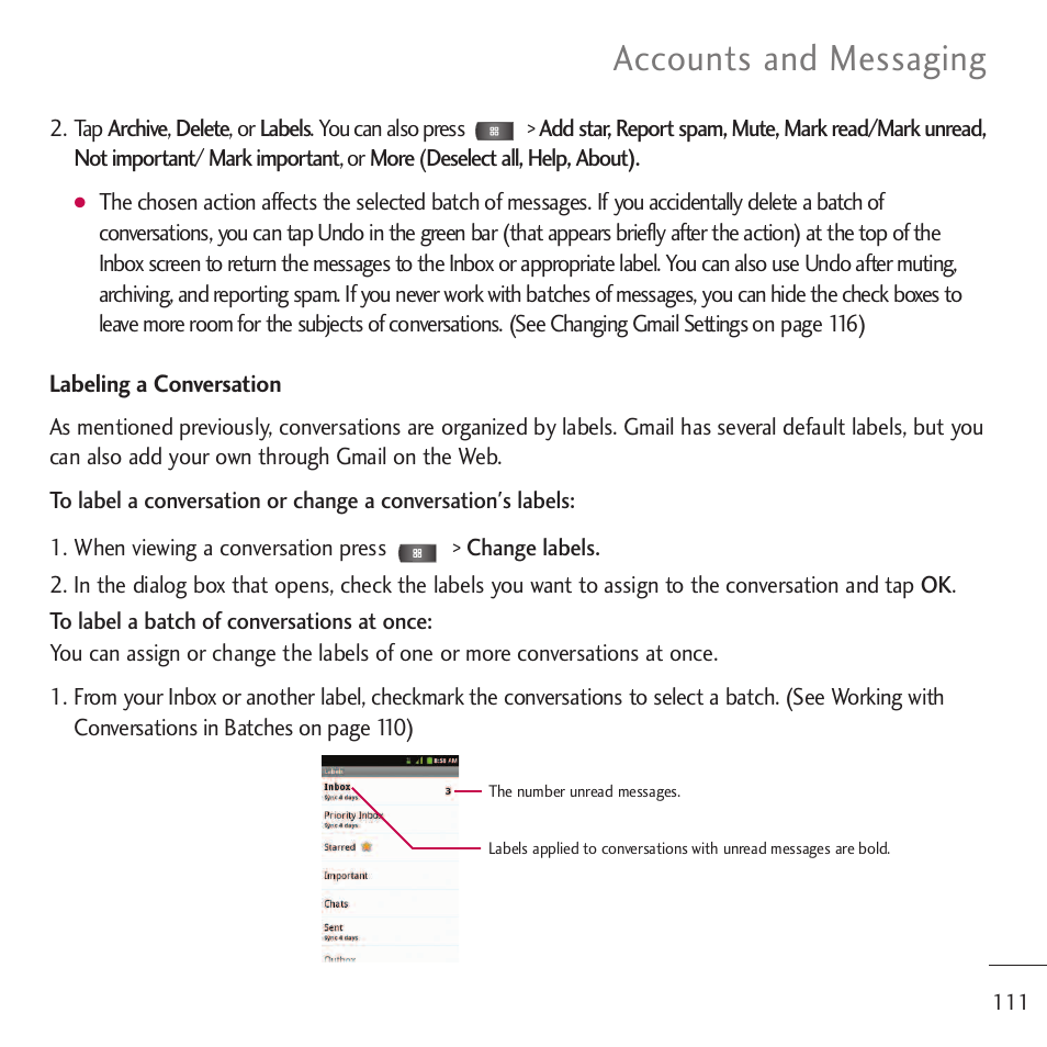 Accounts and messaging | LG LGVM701 User Manual | Page 113 / 221