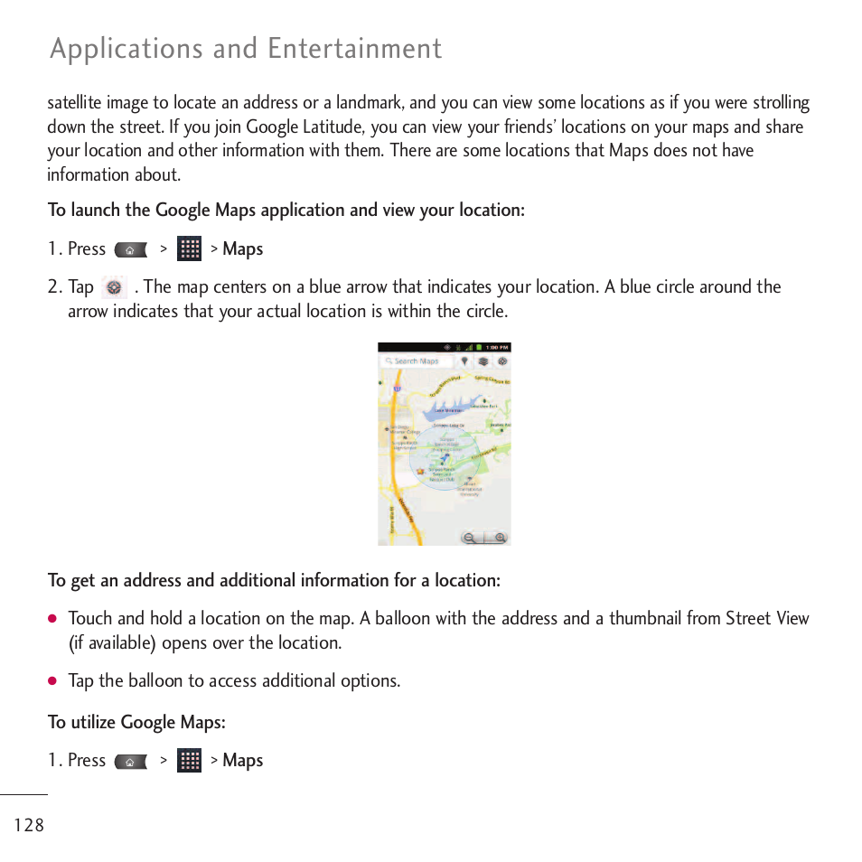 Applications and entertainment | LG LGVM701 User Manual | Page 130 / 221