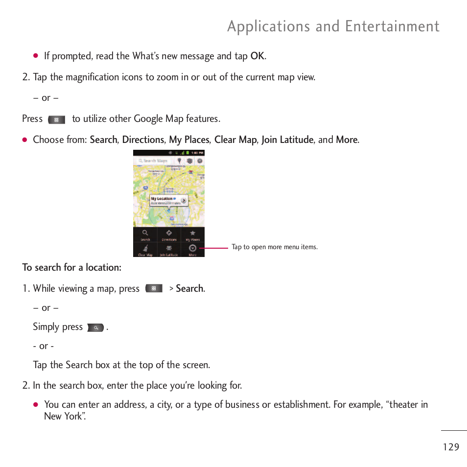 Applications and entertainment | LG LGVM701 User Manual | Page 131 / 221