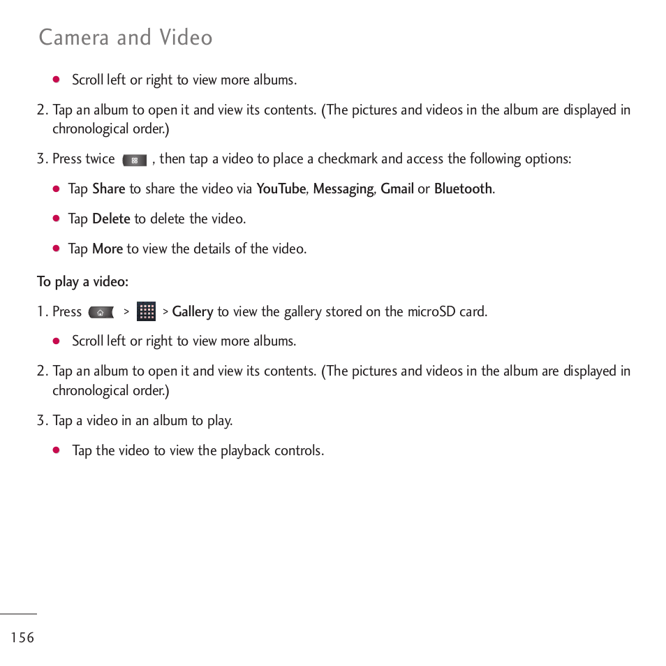 Camera and video | LG LGVM701 User Manual | Page 158 / 221