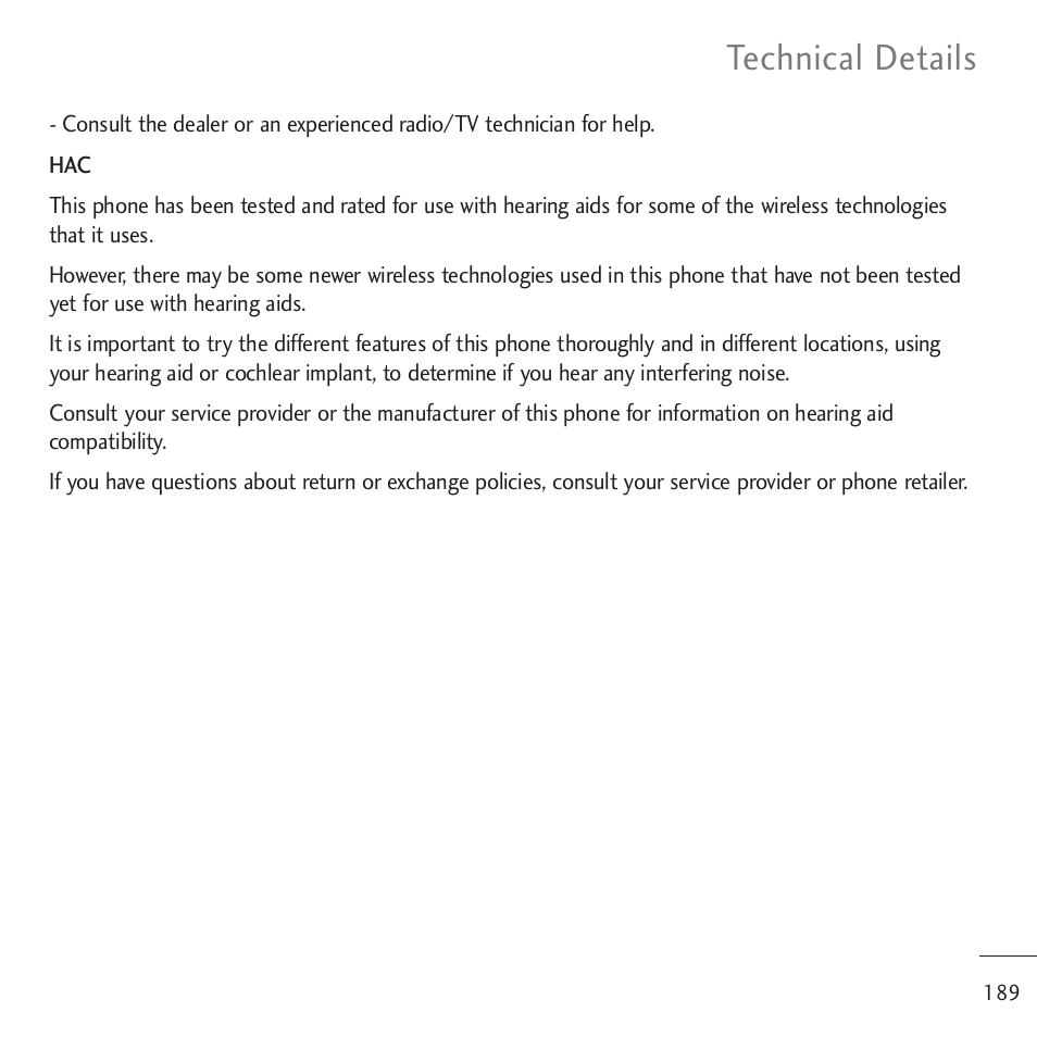 Technical details | LG LGVM701 User Manual | Page 191 / 221