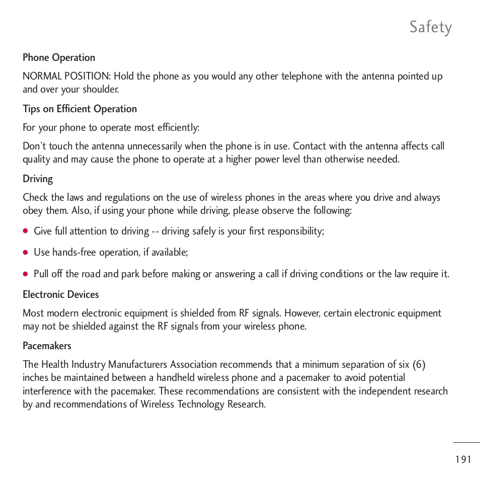 Safety | LG LGVM701 User Manual | Page 193 / 221