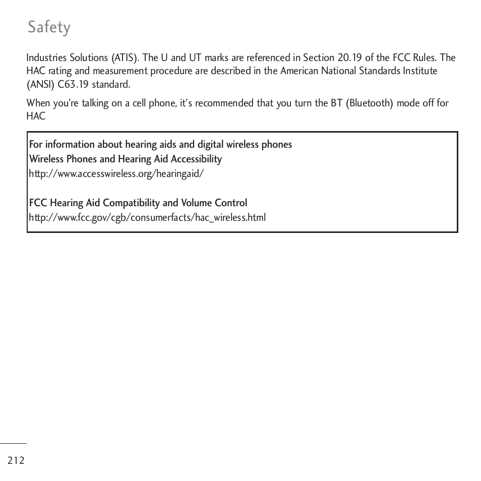 Safety | LG LGVM701 User Manual | Page 214 / 221