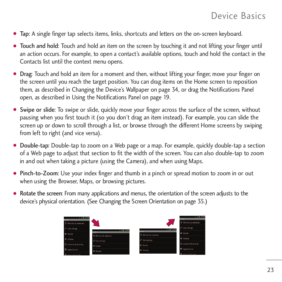 Device basics | LG LGVM701 User Manual | Page 25 / 221