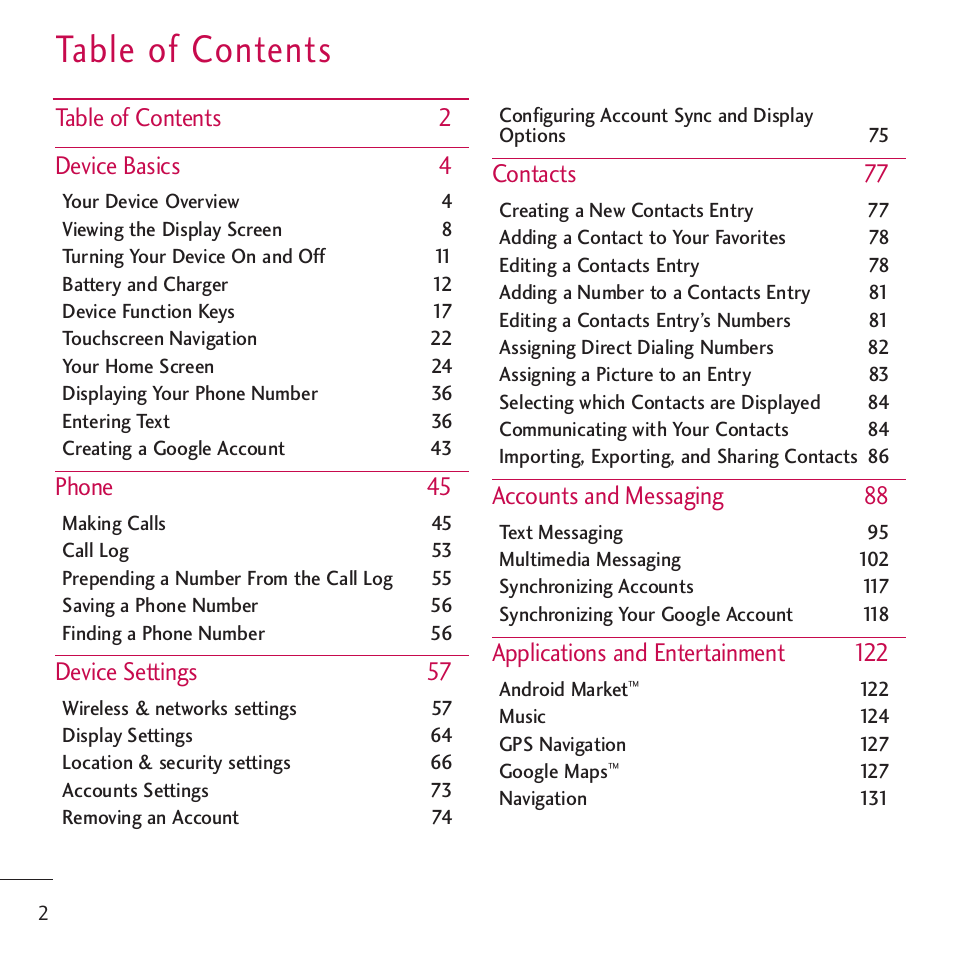 LG LGVM701 User Manual | Page 4 / 221