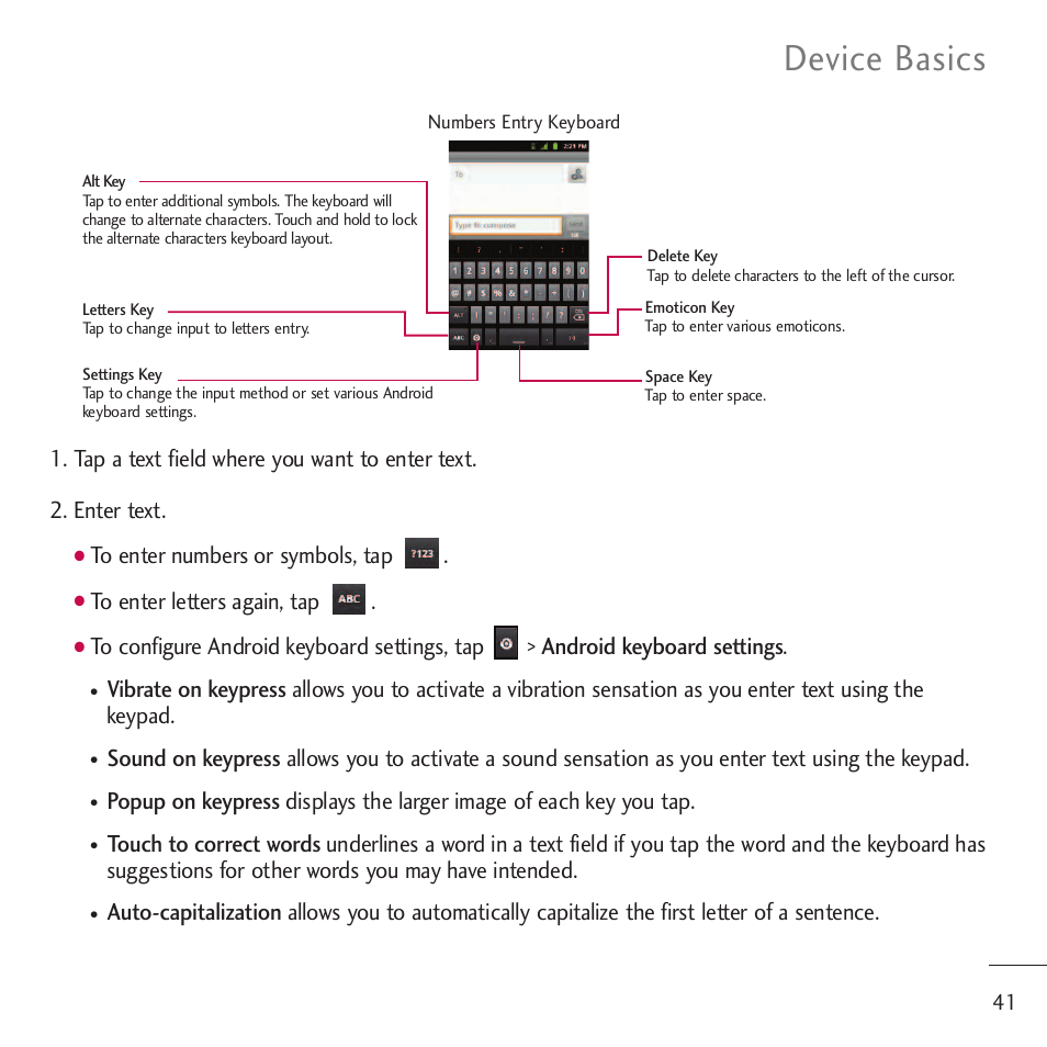 Device basics | LG LGVM701 User Manual | Page 43 / 221