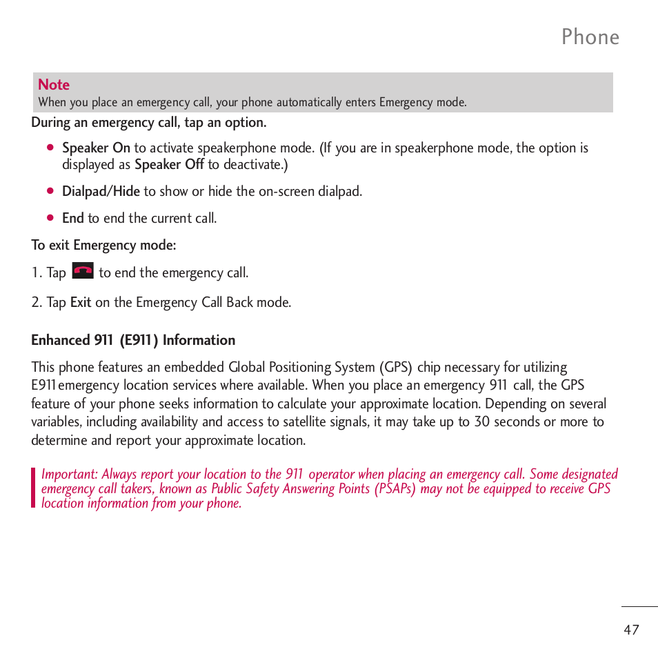 Phone | LG LGVM701 User Manual | Page 49 / 221