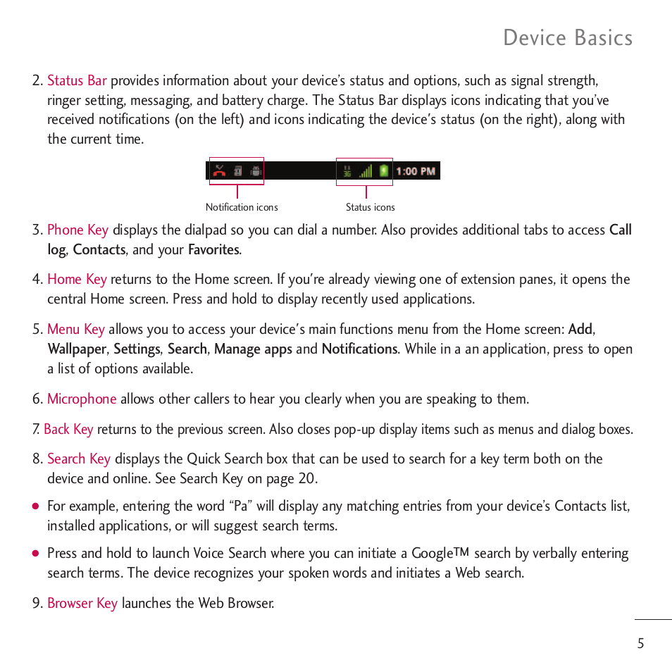 Device basics | LG LGVM701 User Manual | Page 7 / 221
