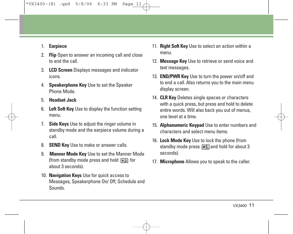 LG VX3400 User Manual | Page 13 / 81