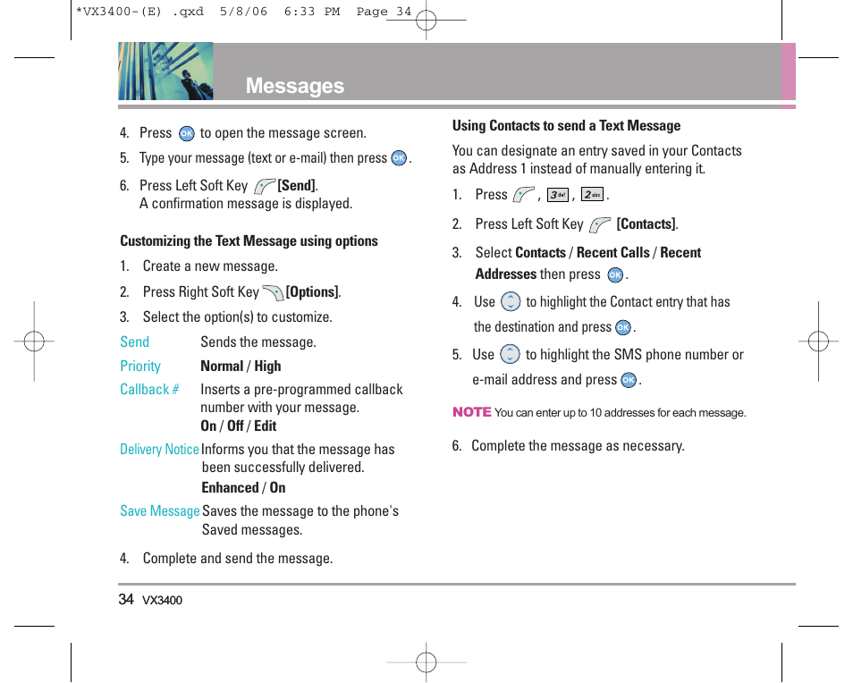 Messages | LG VX3400 User Manual | Page 36 / 81