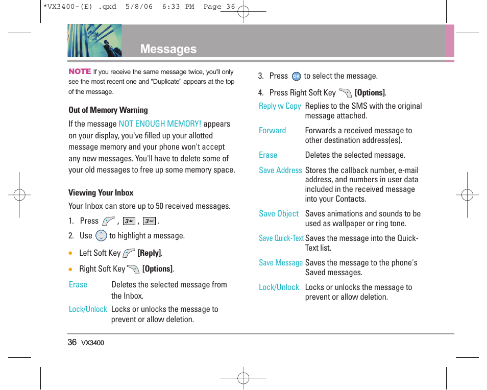 Messages | LG VX3400 User Manual | Page 38 / 81