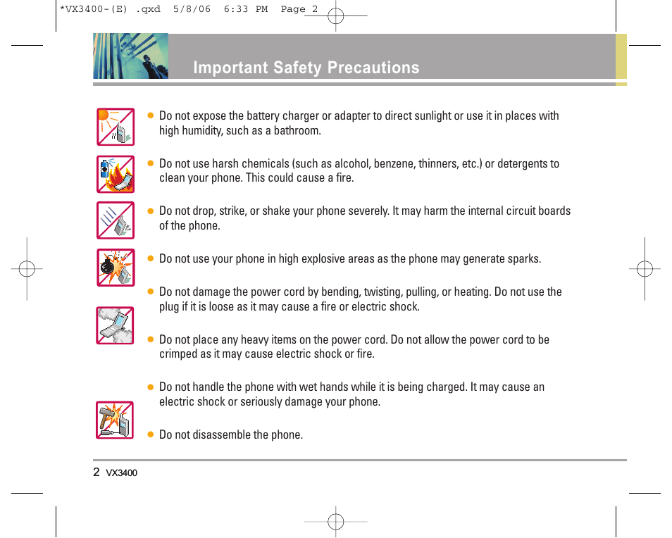 Important safety precautions | LG VX3400 User Manual | Page 4 / 81