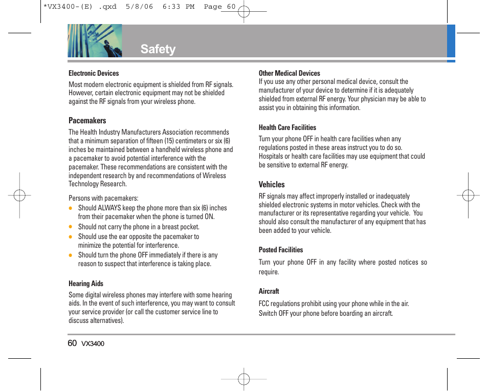 Safety | LG VX3400 User Manual | Page 62 / 81