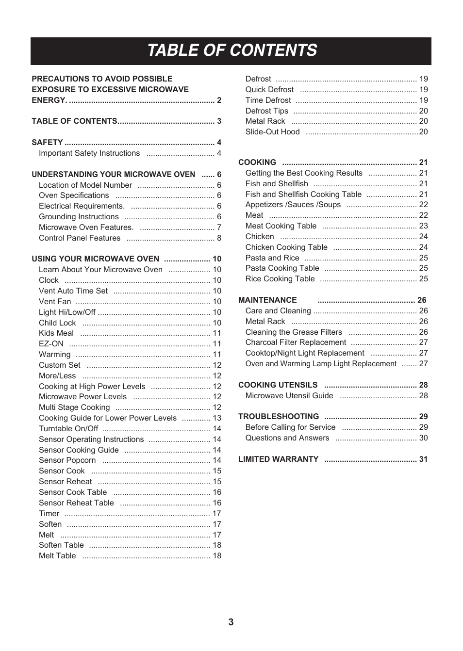 LG LMHM2017SB User Manual | Page 3 / 33