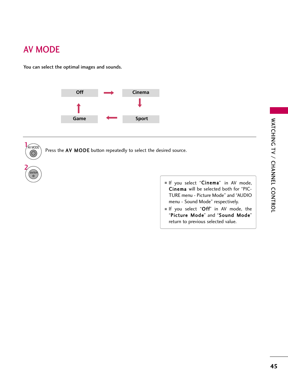 Av mode | LG 47LG50-UG User Manual | Page 45 / 114