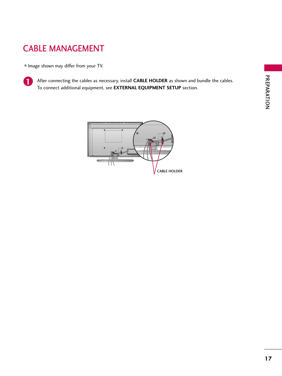 Cable management | LG 42PJ350 User Manual | Page 17 / 360