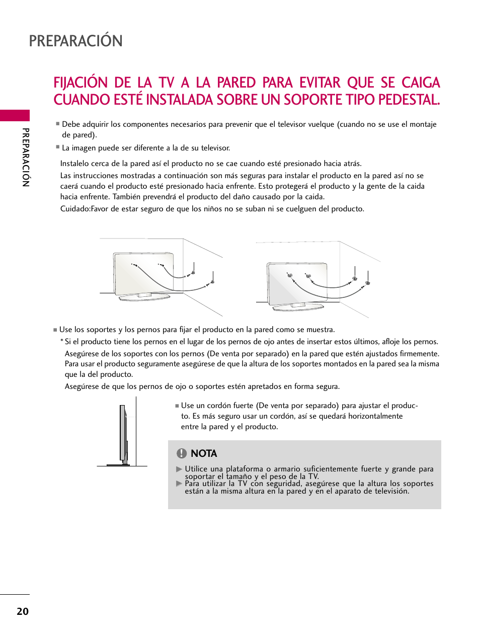 Preparación, Nota | LG 42PJ350 User Manual | Page 260 / 360