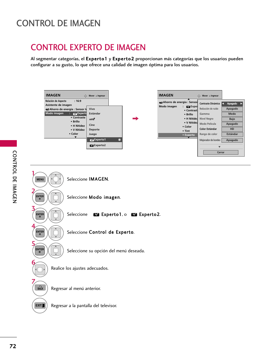 Control experto de imagen, Control de imagen, Contr ol de ima gen | LG 42PJ350 User Manual | Page 312 / 360
