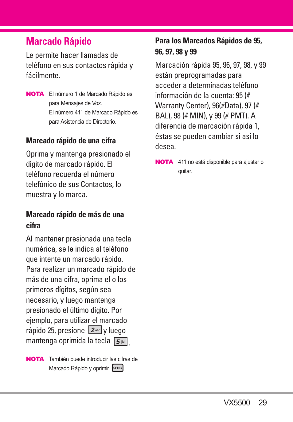 Marcado rápido | LG VX5500 User Manual | Page 148 / 252