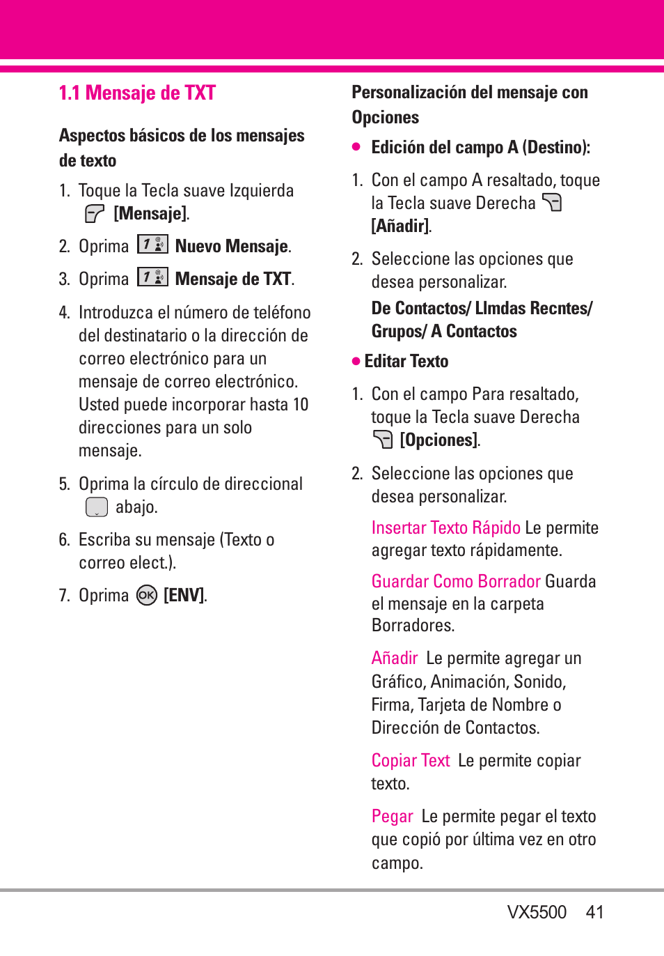 1 mensaje de txt | LG VX5500 User Manual | Page 160 / 252