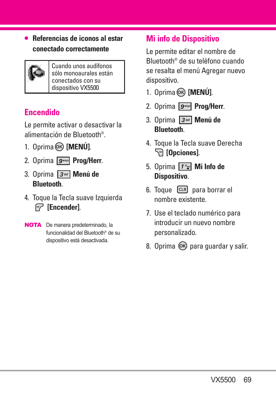 Encendido, Mi info de dispositivo | LG VX5500 User Manual | Page 188 / 252