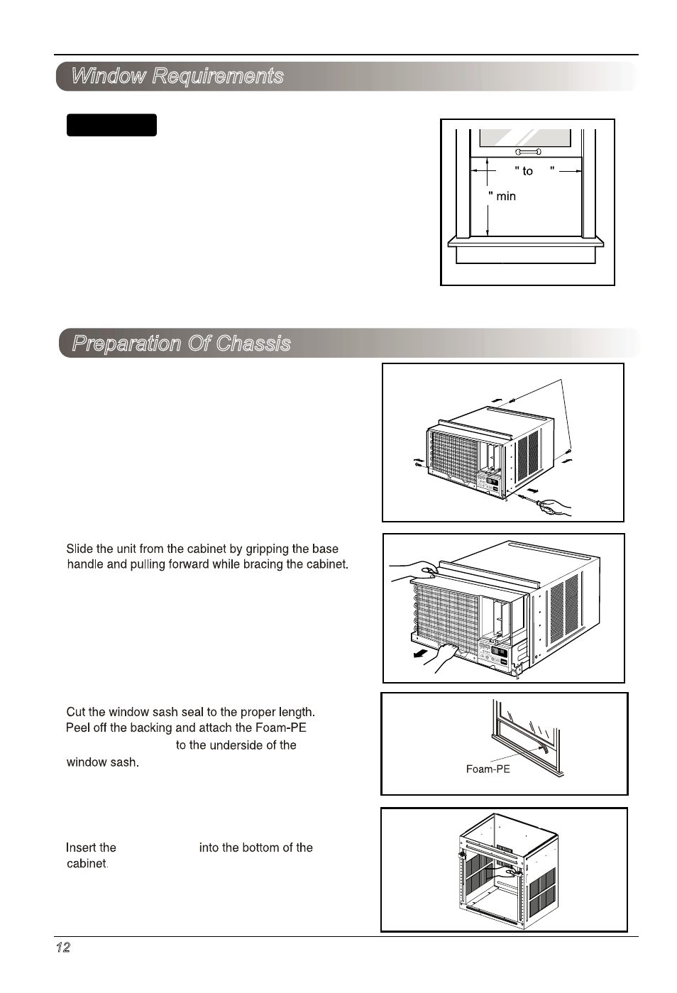 Window requirements preparation of chassis, Notice | LG LW1813HR User Manual | Page 12 / 48