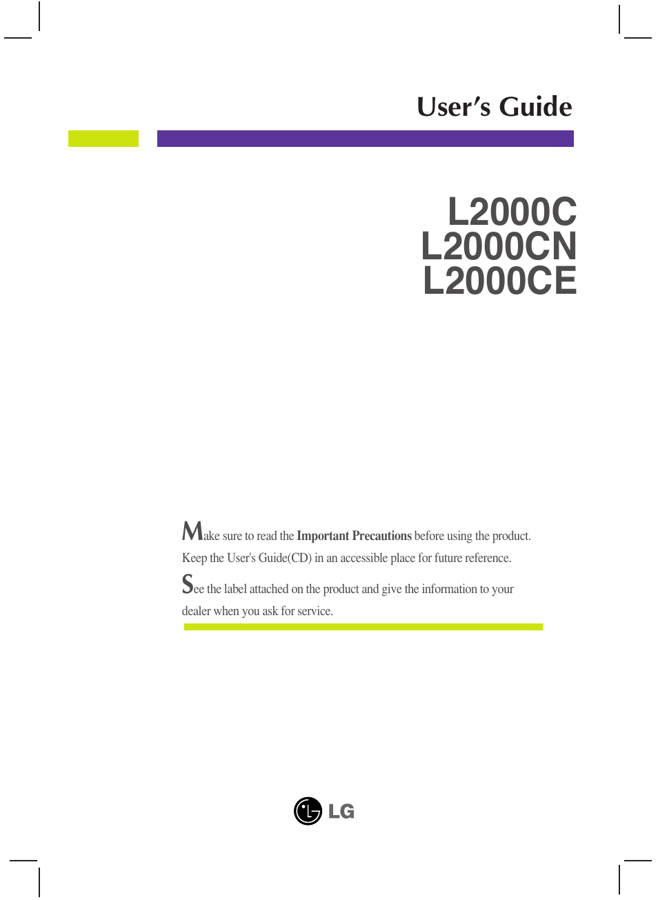 LG L2000CE-BF User Manual | 24 pages