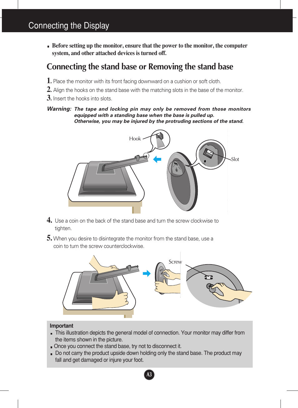 Connecting the display | LG L2000CE-BF User Manual | Page 4 / 24