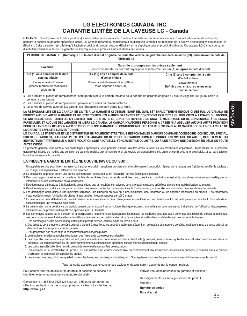 Français | LG WM3875HWCA User Manual | Page 107 / 108