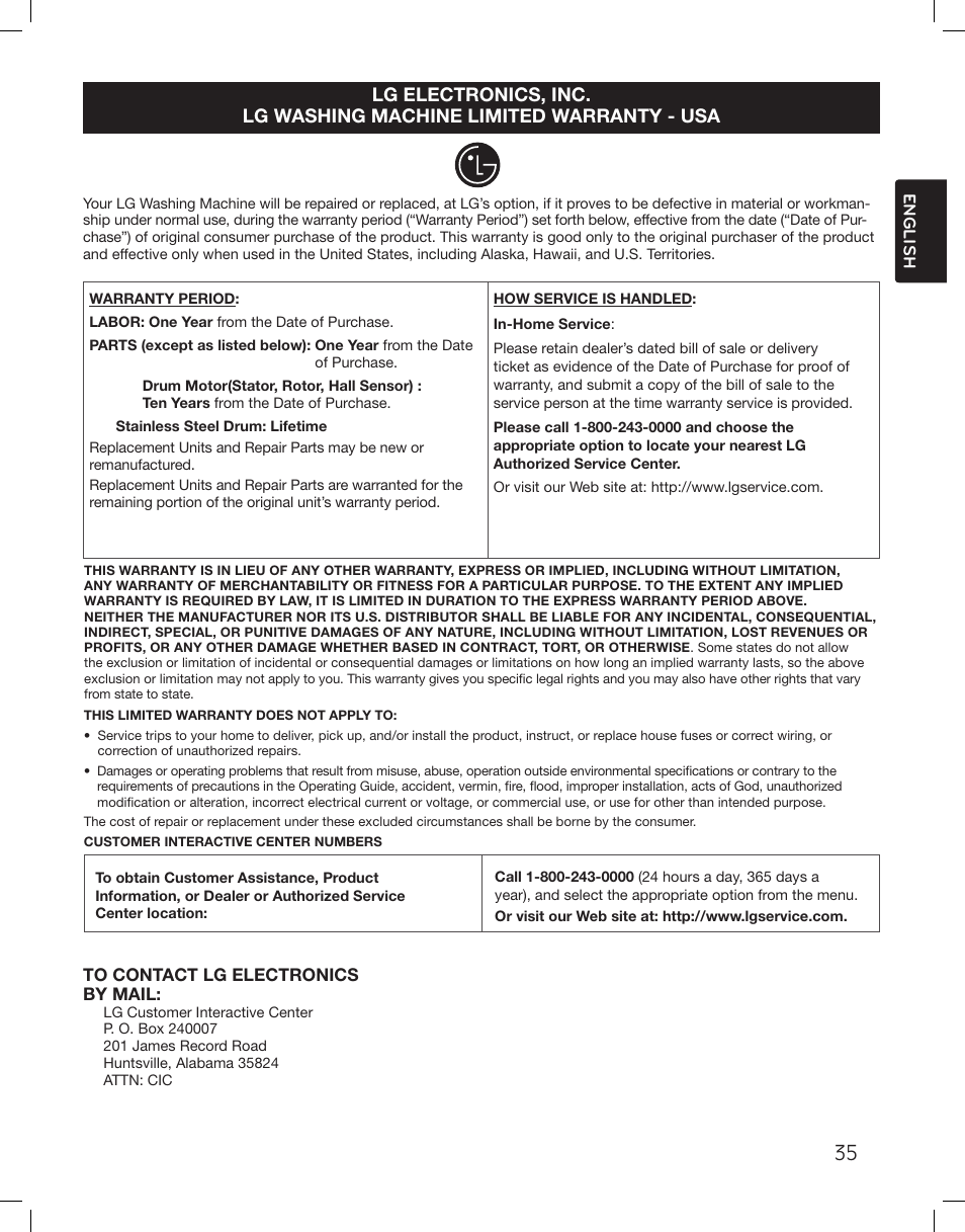 LG WM3875HWCA User Manual | Page 35 / 108