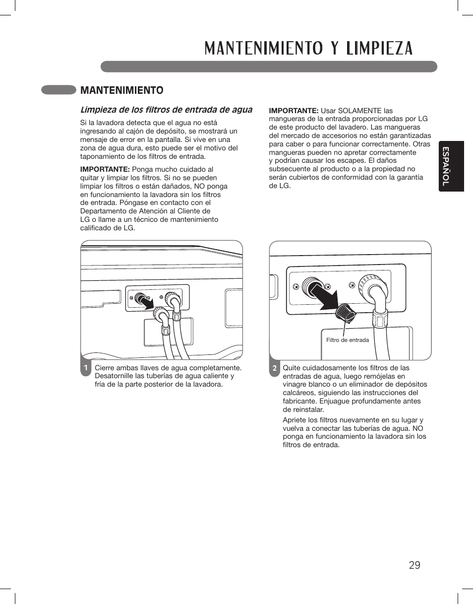 Mantenimiento | LG WM3875HWCA User Manual | Page 65 / 108