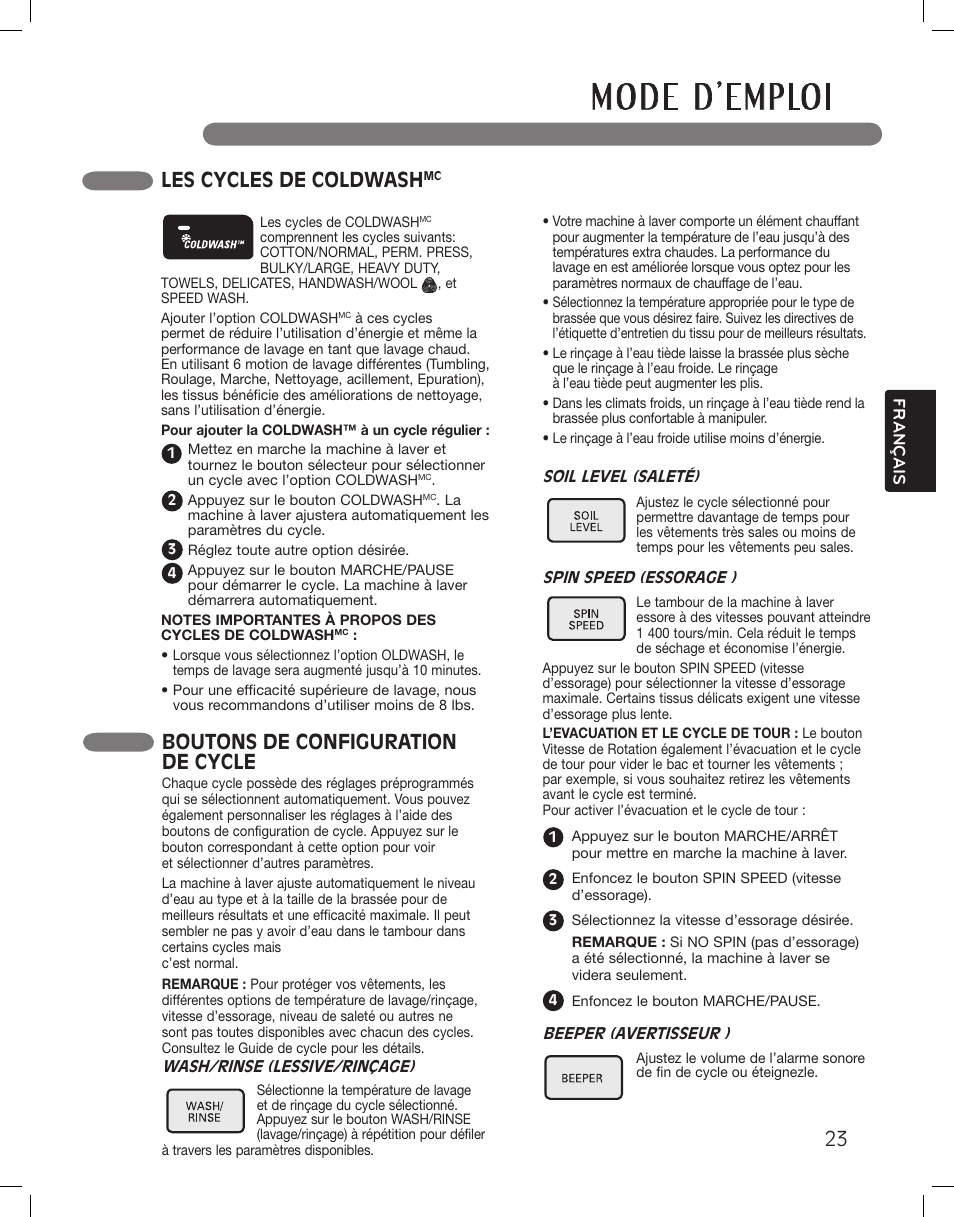 Les cycles de coldwash | LG WM3875HWCA User Manual | Page 95 / 108