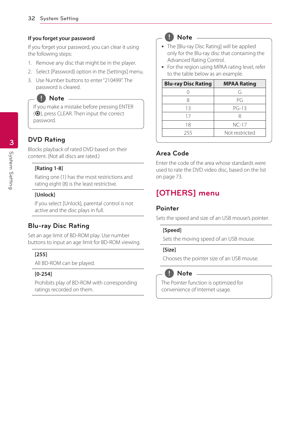 Others] menu, 32 – [others] menu | LG BH9431PW User Manual | Page 32 / 84