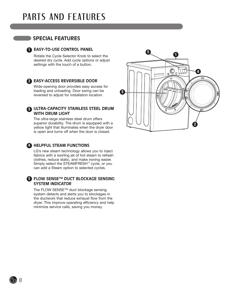 Special features | LG DLEX2901V User Manual | Page 8 / 136