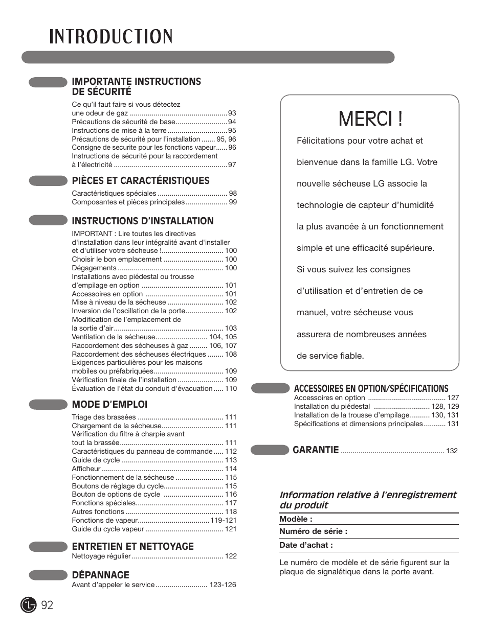 Merci | LG DLEX2901V User Manual | Page 92 / 136