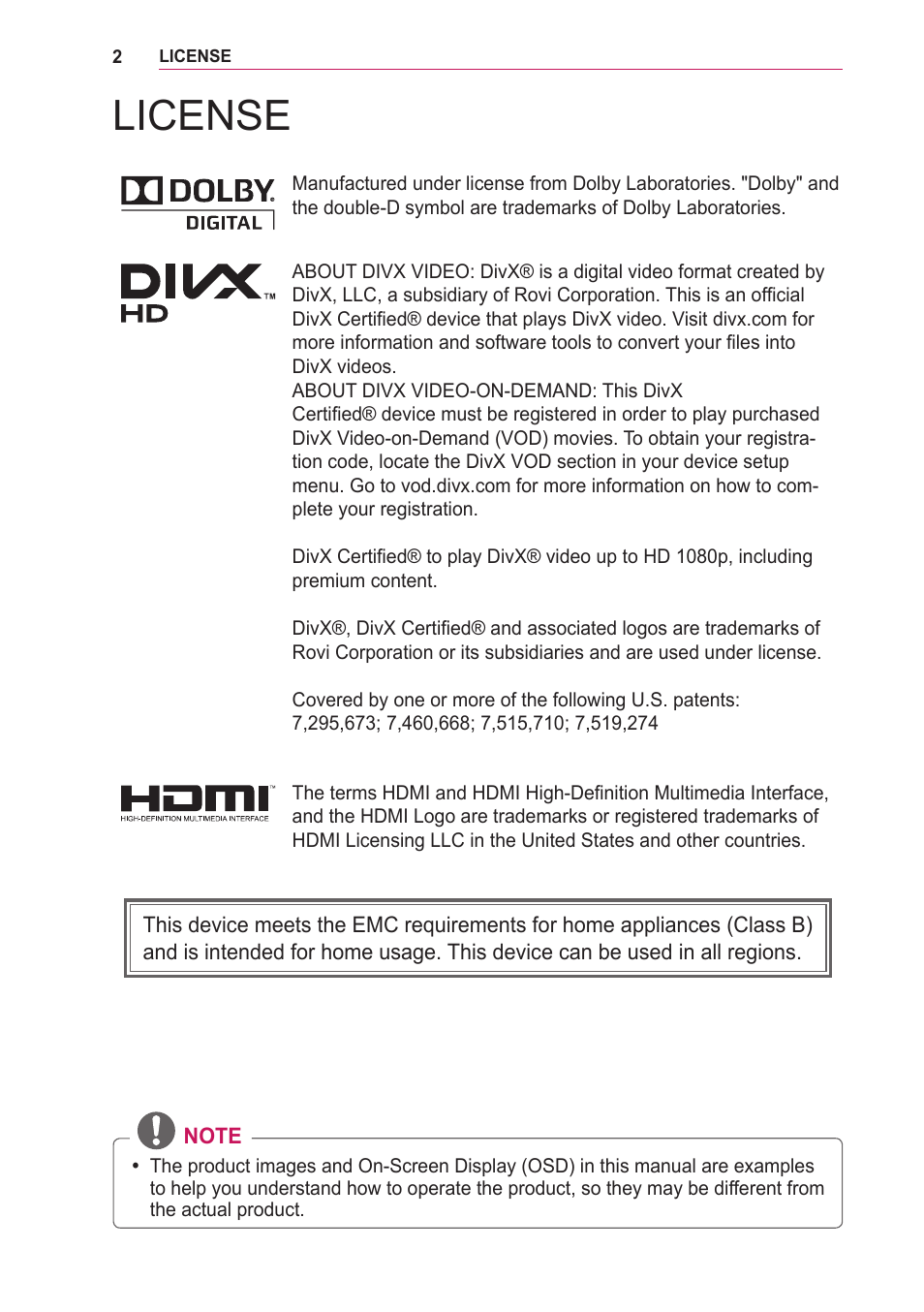 License | LG LOBG650 User Manual | Page 2 / 69