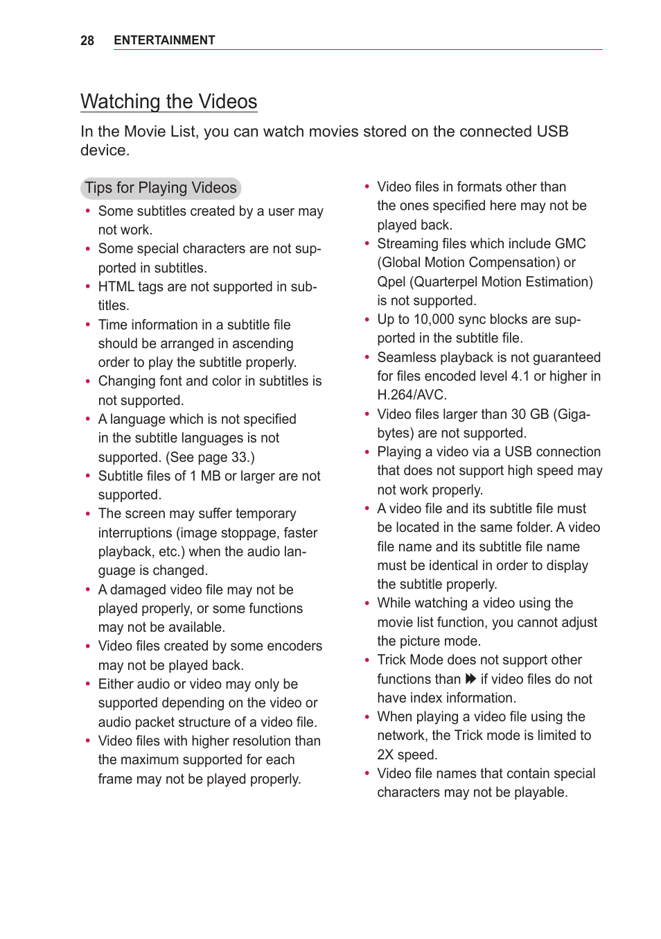 Watching the videos | LG LOBG650 User Manual | Page 28 / 69