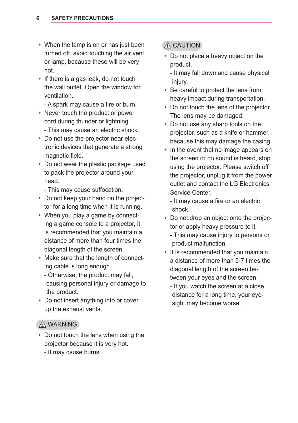LG LOBG650 User Manual | Page 6 / 69