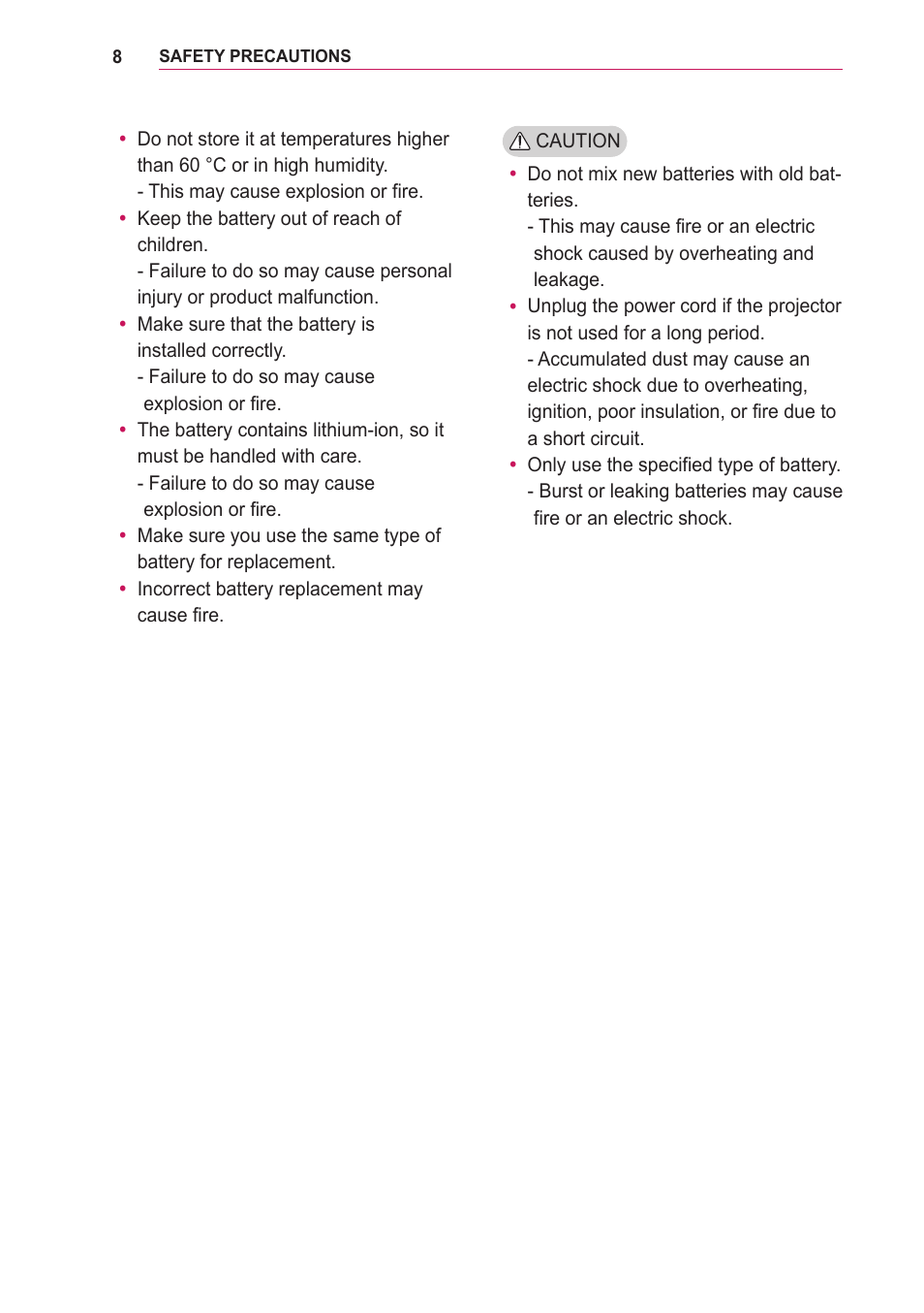 LG LOBG650 User Manual | Page 8 / 69